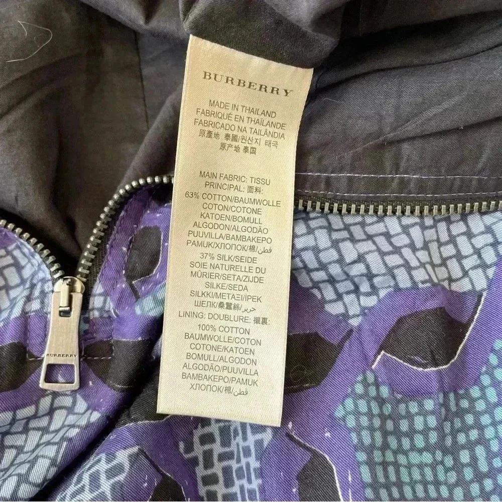 BURBERRY COTTON SILK PRINT DRESS SAPPHIRE BLUE SIZE 8 - Picture 8 of 9